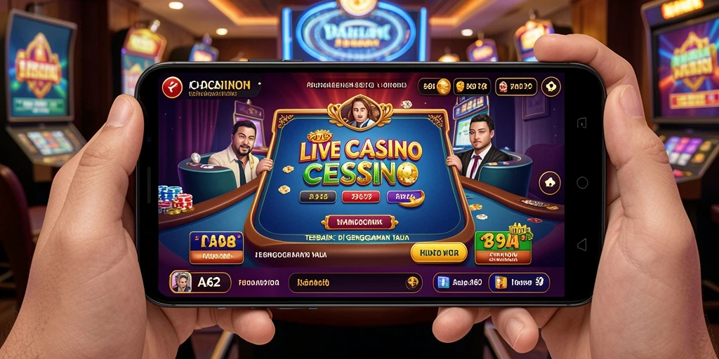 Screenshot gameplay AA62 menunjukkan dealer langsung berinteraksi dengan pemain.