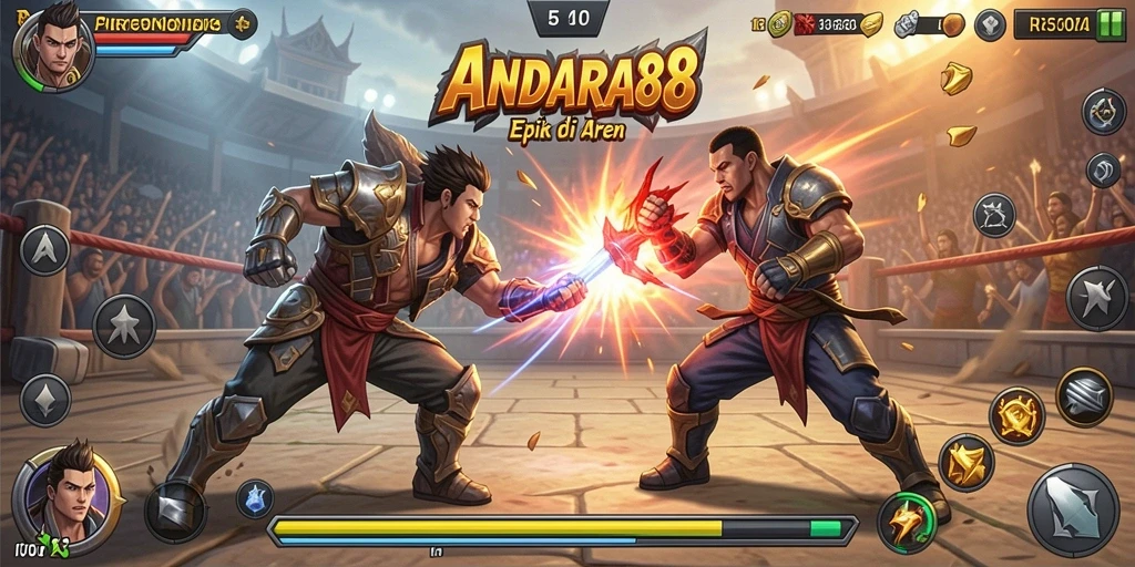 Tangkapan layar gameplay ANDARA88 menampilkan pertarungan seru dan karakter yang dinamis.