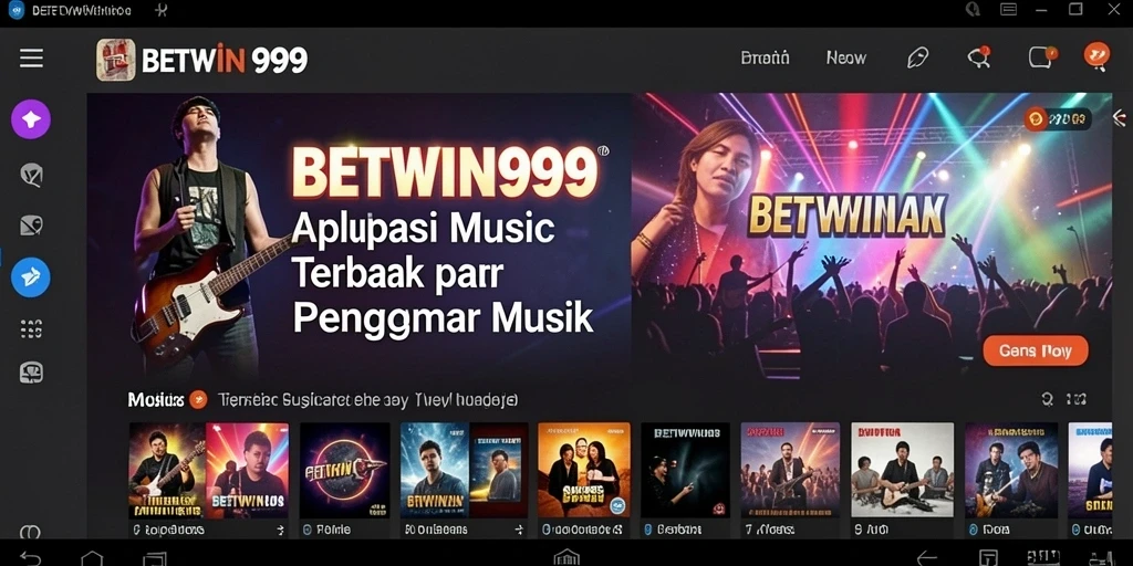 Tampilan gameplay BETWIN999 menampilkan antarmuka aplikasi musik yang interaktif.