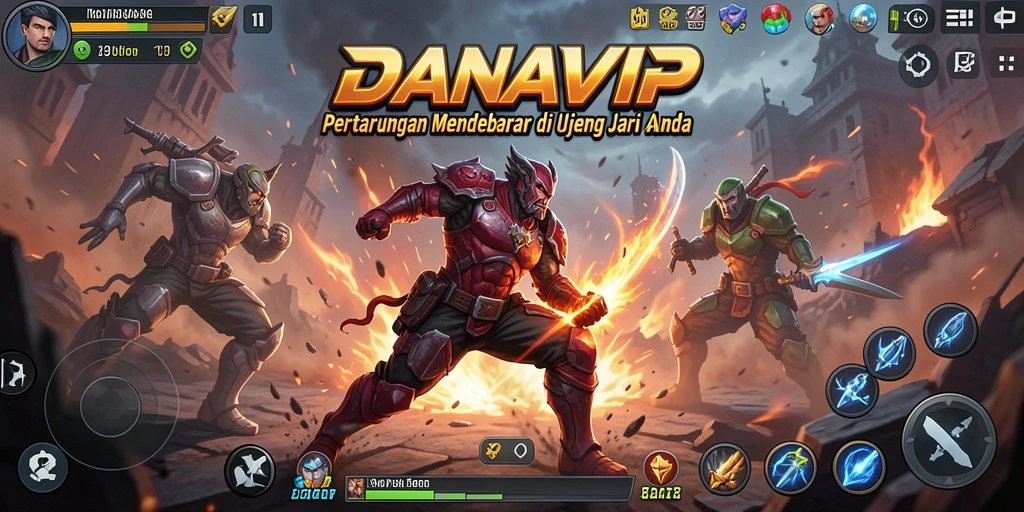 Tampilan gameplay pertarungan yang mendebarkan dalam DANAVIP.