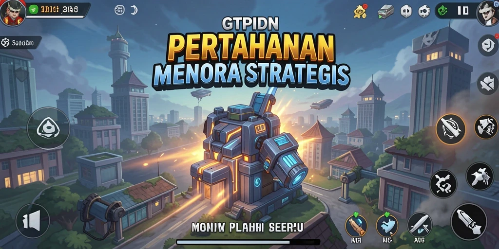 Tampilan menarik dari gameplay GTPIDN saat mempertahankan menara.