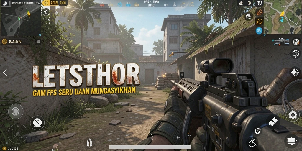Tangkapan layar LETSTHOR menampilkan pertempuran intens dalam game FPS.