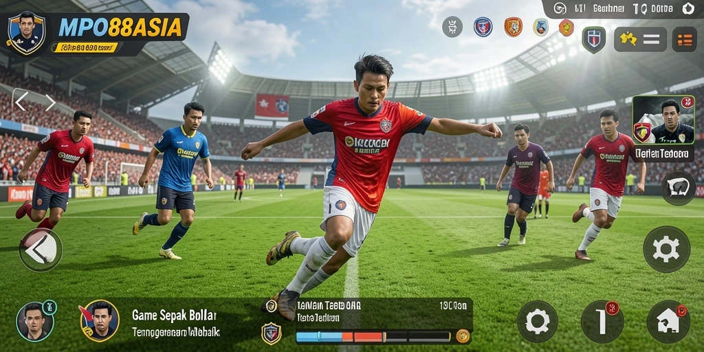 Tampilan gameplay seru dari MPO88ASIA dengan berbagai tim sepak bola.