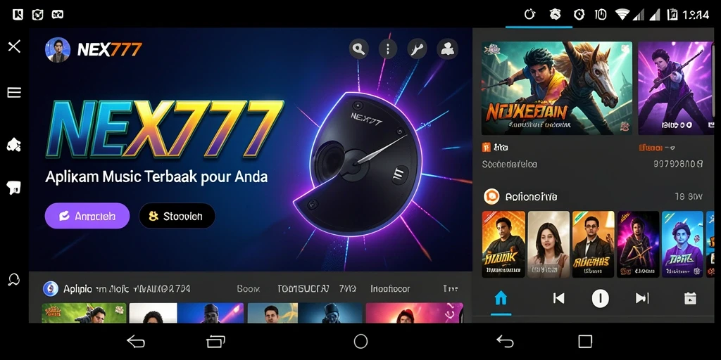 Screenshot NEX777 menampilkan pengguna yang sedang berinteraksi dengan alat musik virtual.